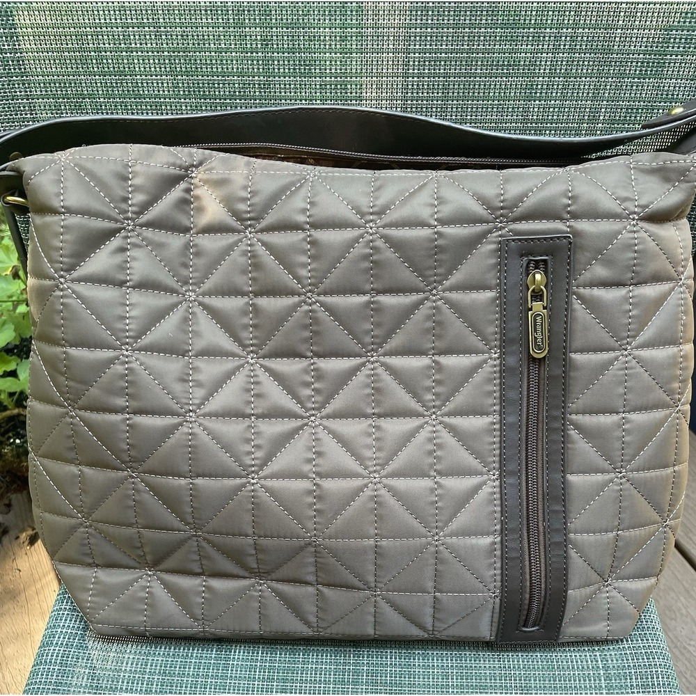 Wrangler Quilted Hobo/Crossbody Bag Brown With Vegan Leather Accents And Strap